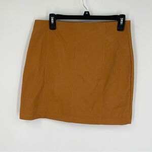 Shinestar Women’s Faux Leather Mini Skirt Mustard Yellow size L